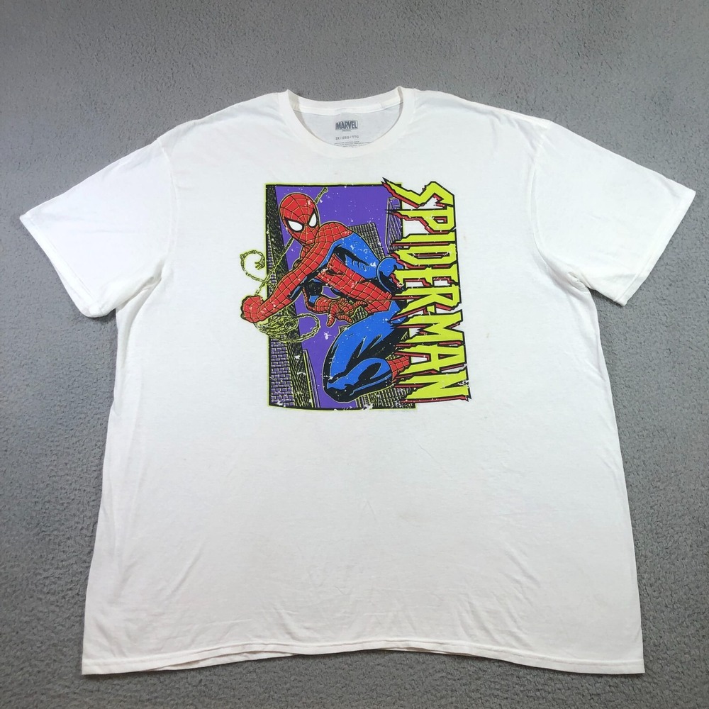 marvel Spiderman T shirt mens 2XL white graphic tee